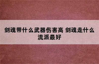 剑魂带什么武器伤害高 剑魂走什么流派最好